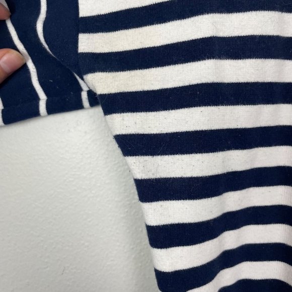 J. Crew Woman's Sz M Navy Blue and‎ White Striped Shift Shirt Dress 3/4 Sleeve - Picture 4 of 9
